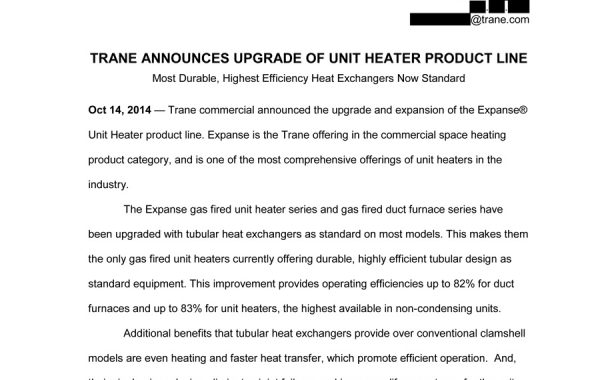 Press Release – Trane Expanse Unit Heaters