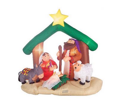 Image of an inflatable holiday nativity scene